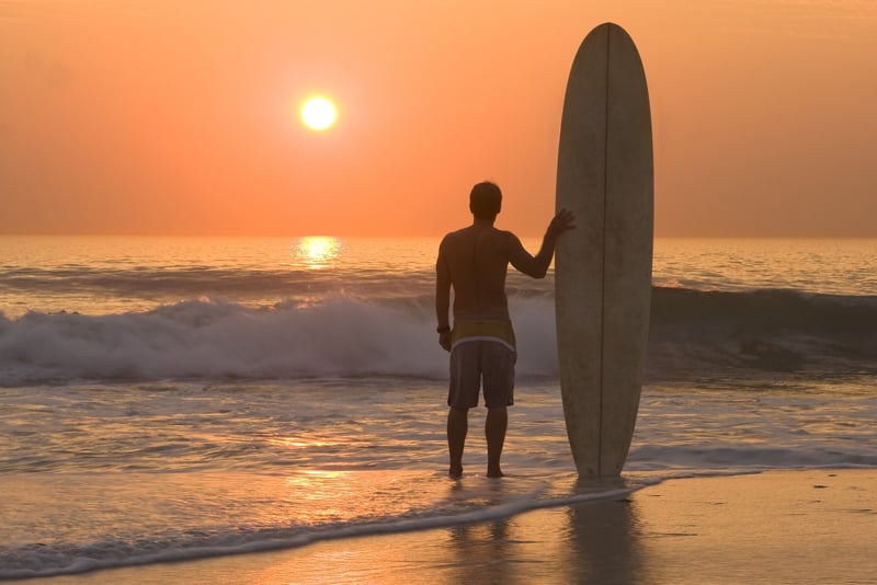 Surfeur admirant le coucher de soleil | Point Break